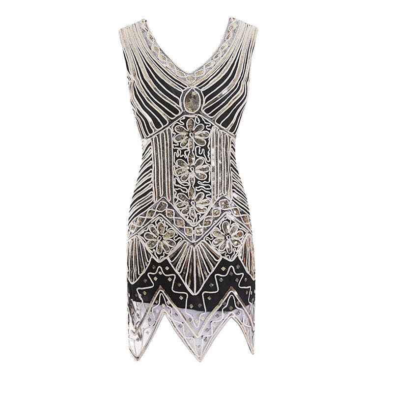 High-end eBay Amazon popular sequins hand-woven dress 1920 retro sequins dress physical map 4