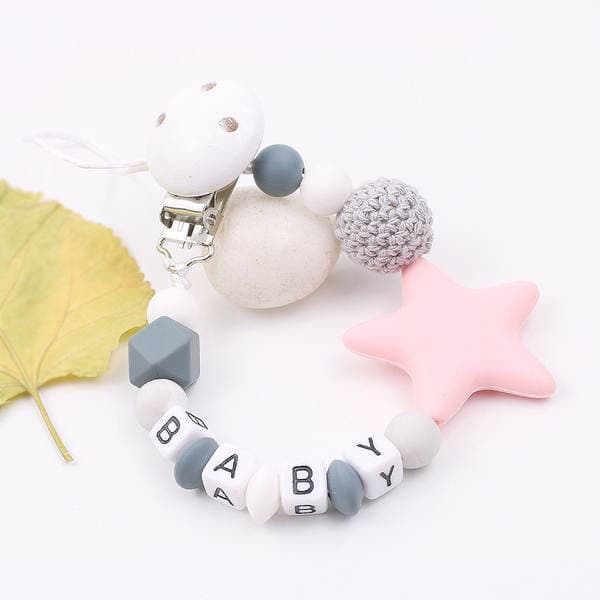 INS mother and baby products pacifier chain explosion silicone pacifier chain Amazon foreign trade five-pointed star anti-drop chain