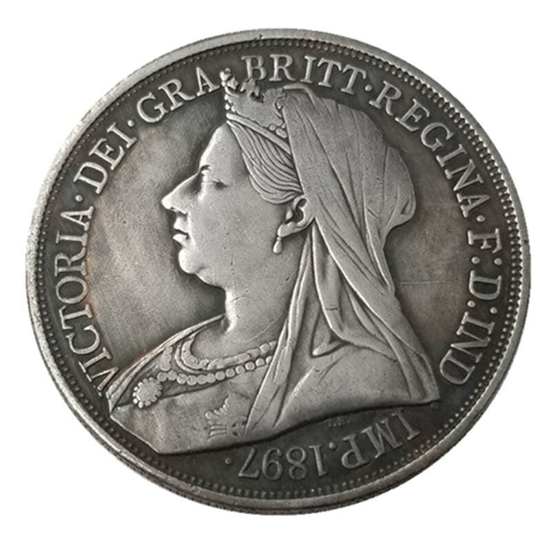 Antique Crafts 1897 British Victoria Brass Silver Plated Silver Dollar Silver Round Wholesale #163 5
