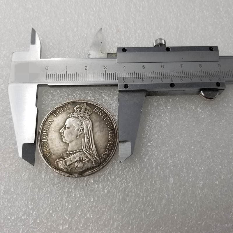 Antik Britaniya 1887 Gümüşü Örtüklü Bürünc Dollar Sikkəsi #164 4