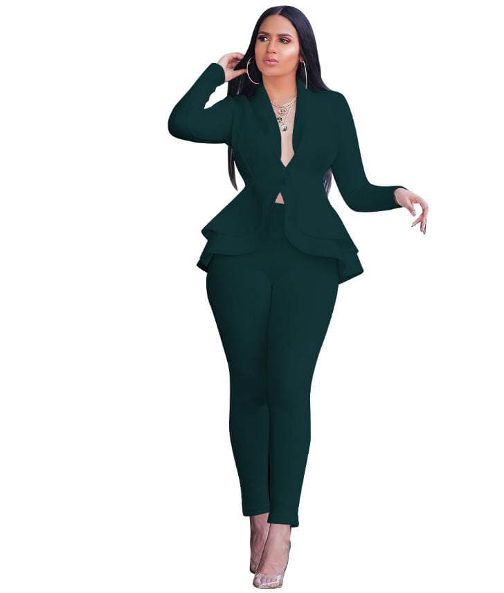 Cross-border supply 2022 Europe and the United States fashion ruffled air layer business uniform casual suit 3