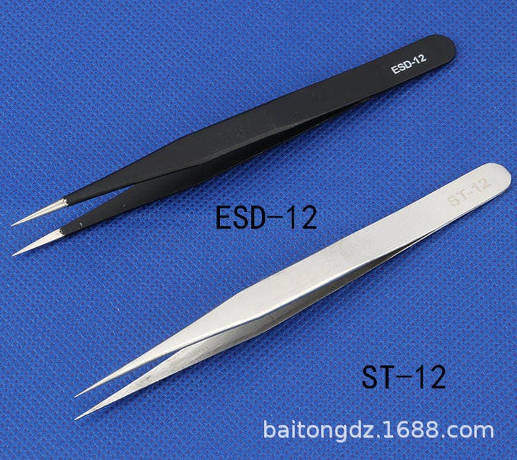 Anti-static Tweezers Stainless Steel conductive tweezers clip ESD-10/11/12/13/14/15 3