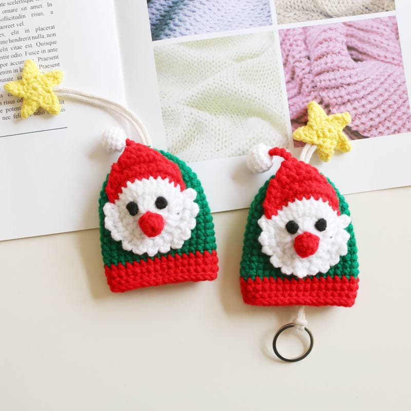 Handmade Santa Claus knitted key case Christmas gift wool crochet key case finished product 1