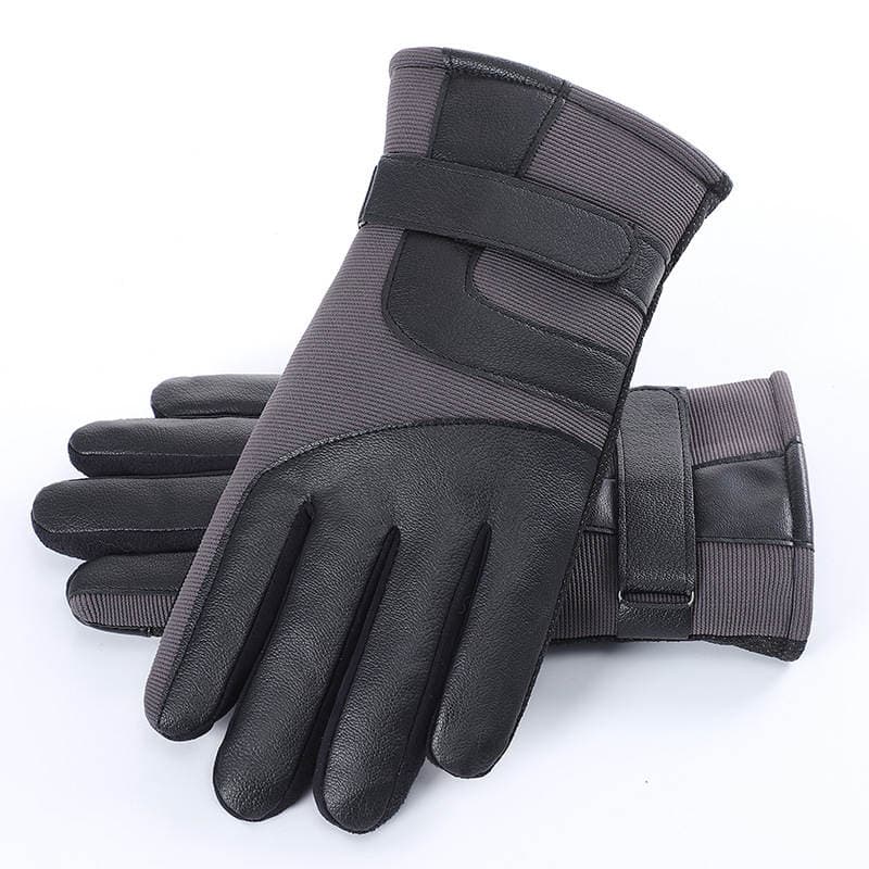 Winter Velvet Gloves Thickened Warm Cold-proof Windproof Down Cotton Gloves Non-slip Touch Screen Outdoor Cycling Men's Gloves 1