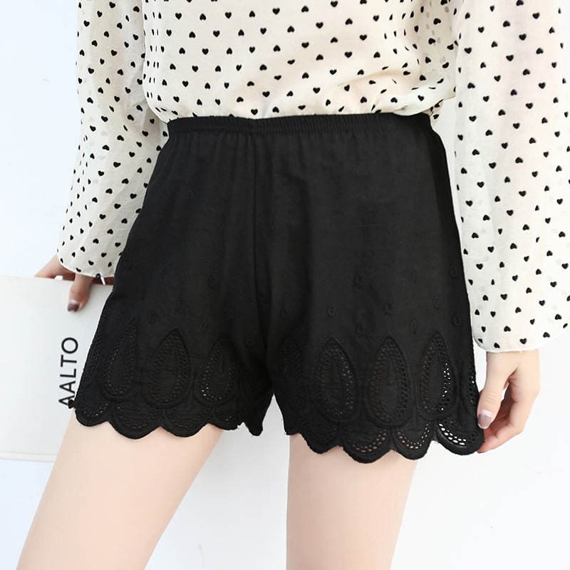 2019 New Summer Pure Cotton Safety Pants Women's Jacquard Lace Base Shorts Large Size Three-point Anti-light Safety Pants 4
