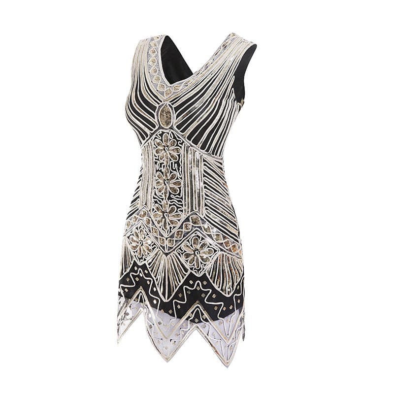 High-end eBay Amazon popular sequins hand-woven dress 1920 retro sequins dress physical map 3