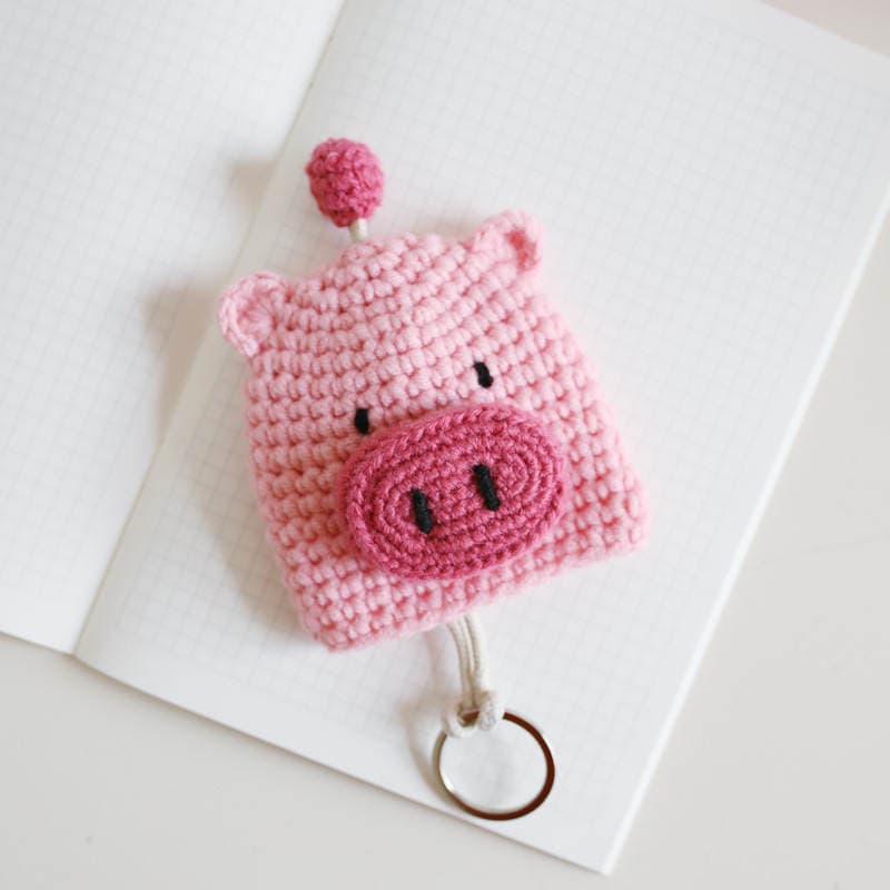 Japanese Cartoon Handmade Knitted Key Bag Shake Tone Same Style Wool Crocheted Bag Girl's Creative Key Protective Cover 4