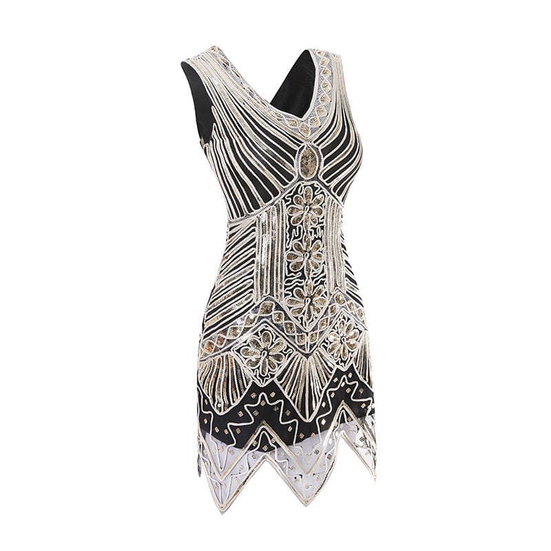 High-end eBay Amazon popular sequins hand-woven dress 1920 retro sequins dress physical map 2