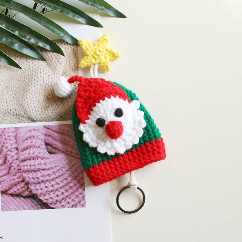 Handmade Santa Claus knitted key case Christmas gift wool crochet key case finished product 3
