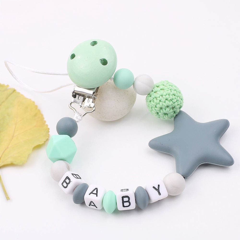INS mother and baby products pacifier chain explosion silicone pacifier chain Amazon foreign trade five-pointed star anti-drop chain 5