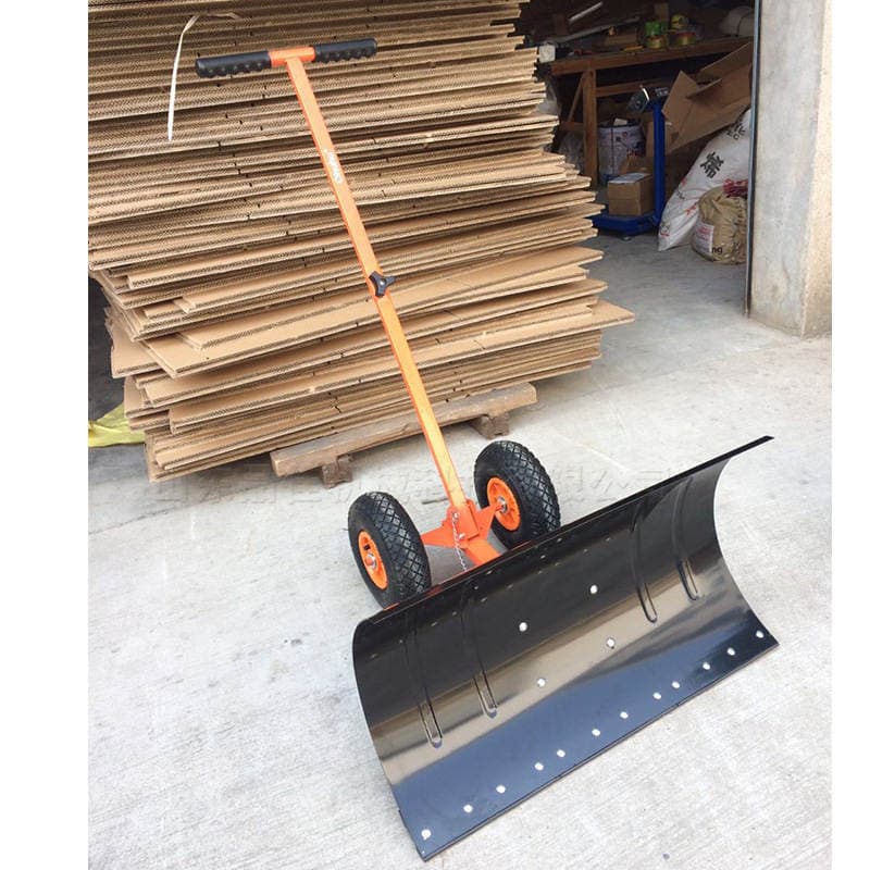 Hand push wheel snow shovel road snow removal snow plate stainless steel snow removal plate double wheel snow removal shovel 4