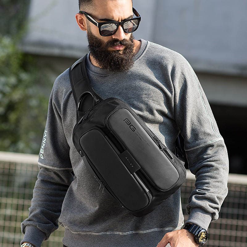 2020 Bange new cool shoulder bag fashion trend all-match lightweight technology USB chest Bag Men's factory direct sales 2