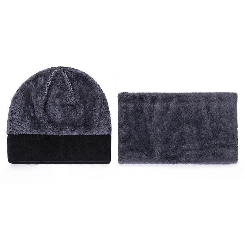 New hat scarf two-piece men's outdoor riding windproof cold-proof warm plus velvet ear protection knitted pullover cap 5