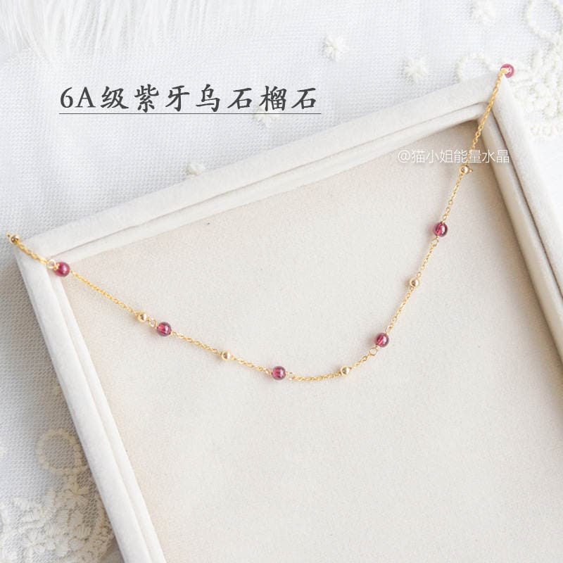 Natural Garnet Crystal Anklet Women's Summer 2020 New Korean Style Simple and Elegant All-match for Girlfriend 3