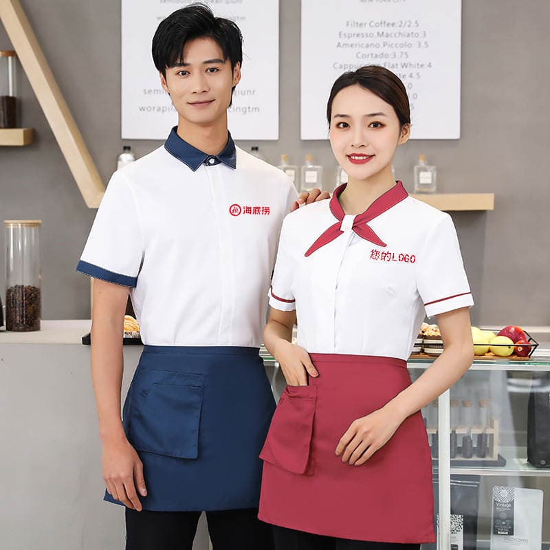 Hotel Work Uniforms, Summer Wear for Women, Catering, Western Restaurant, Hotel, Hot Pot Restaurant, Waiter Short-Sleeved Breathable Uniform 1