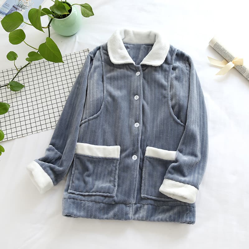 Fur collar haze Blue Pit-lactation-coat