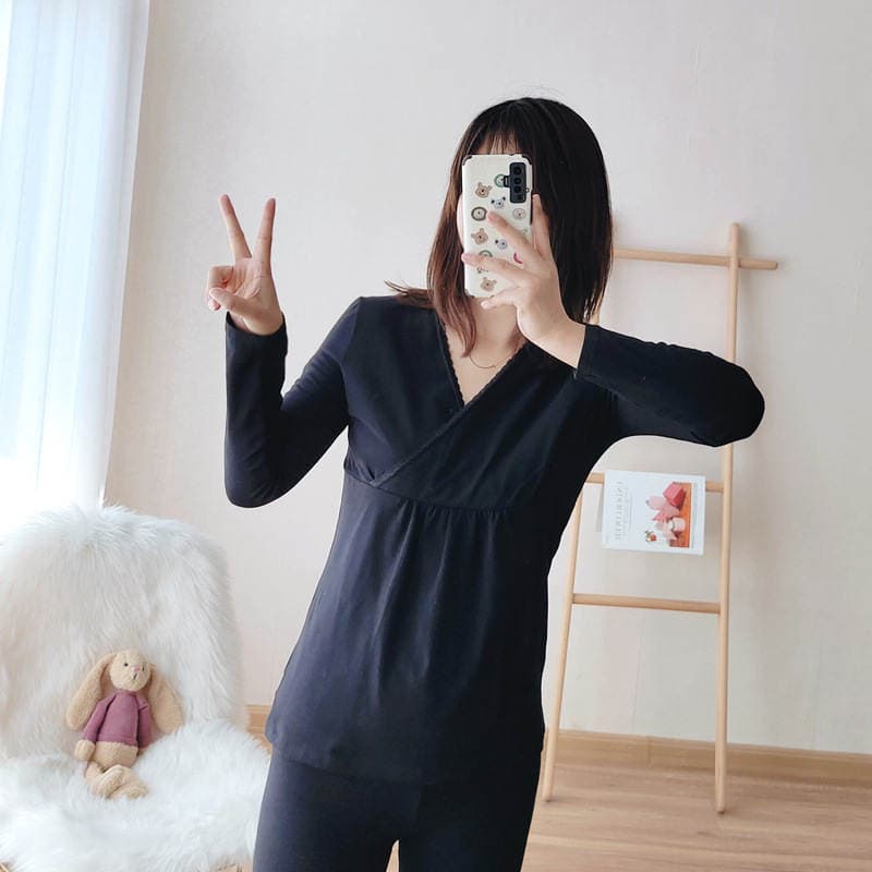 Hamilə və əmizdirən qadınlar üçün uzunqol, isti pijama üstü (payız-qış, böyük ölçülər, 180 kq-a qədər) 4