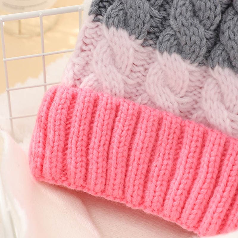 Autumn and winter New Fashion Korean style hat scarf two-piece outdoor riding warm fleece-lined thick wool knitted hat 4