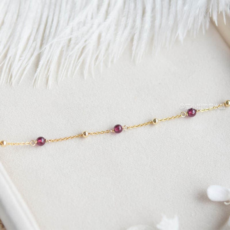 Natural Garnet Crystal Anklet Women's Summer 2020 New Korean Style Simple and Elegant All-match for Girlfriend 4