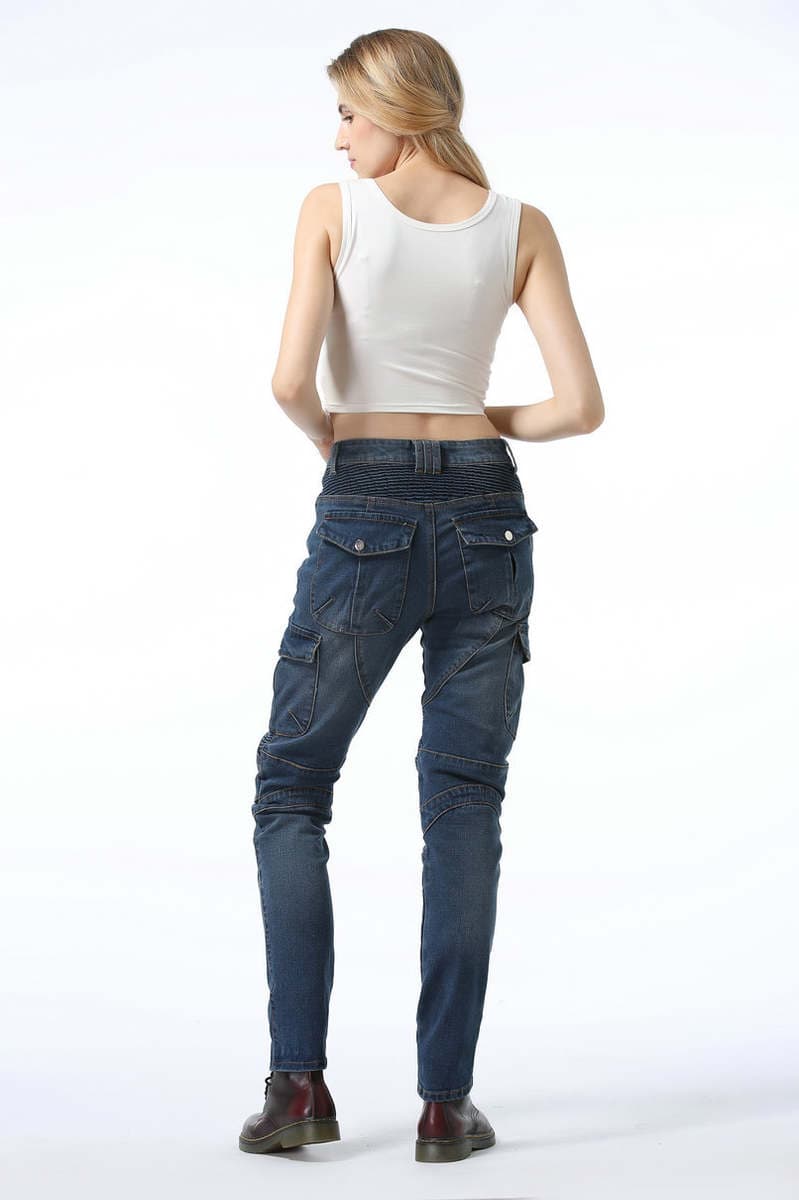 VOLERO casual multi-bag overalls motorcycle pants motorcycle jeans women's motorcycle racing cycling pants with protective gear 4