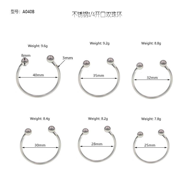 Stainless Steel Penis Ring-assisted Beads Alternative Stimulation High Orgasm Adult Sex Products Double Beads 1/4 Open Ring 3