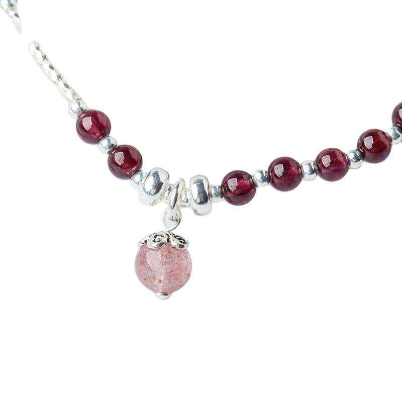 Natural Garnet Beeswax Pendant Anklet Original DIY Women's 925 Silver Simple Style Ankle Chain for Girlfriends 5
