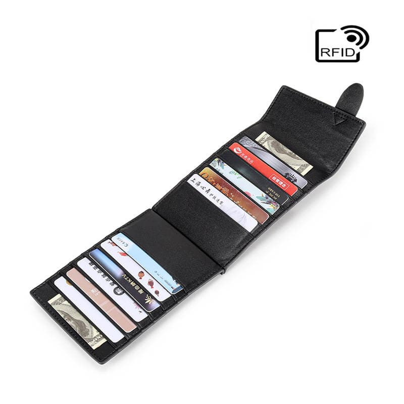 New Genuine Leather Card Bag RFID Anti-theft Brush Ultra-thin Large Capacity Fashion Card Cover Layer Cowhide Snake Multi-card Trendy 3
