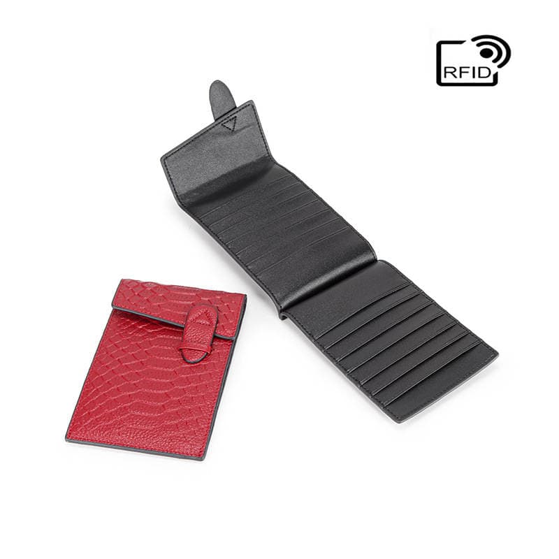 New Genuine Leather Card Bag RFID Anti-theft Brush Ultra-thin Large Capacity Fashion Card Cover Layer Cowhide Snake Multi-card Trendy 2