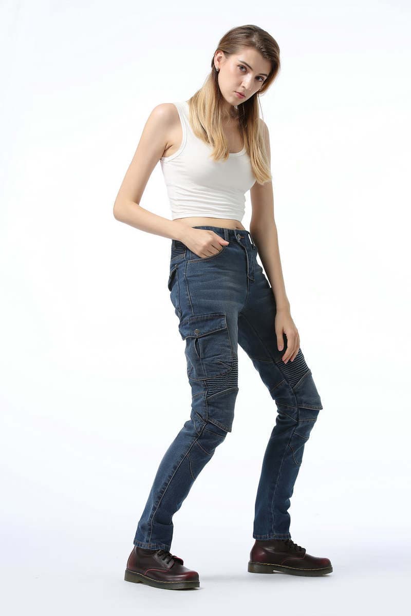 VOLERO casual multi-bag overalls motorcycle pants motorcycle jeans women's motorcycle racing cycling pants with protective gear 3
