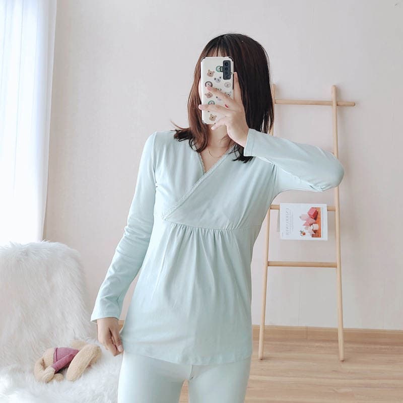 Hamilə və əmizdirən qadınlar üçün uzunqol, isti pijama üstü (payız-qış, böyük ölçülər, 180 kq-a qədər) 5