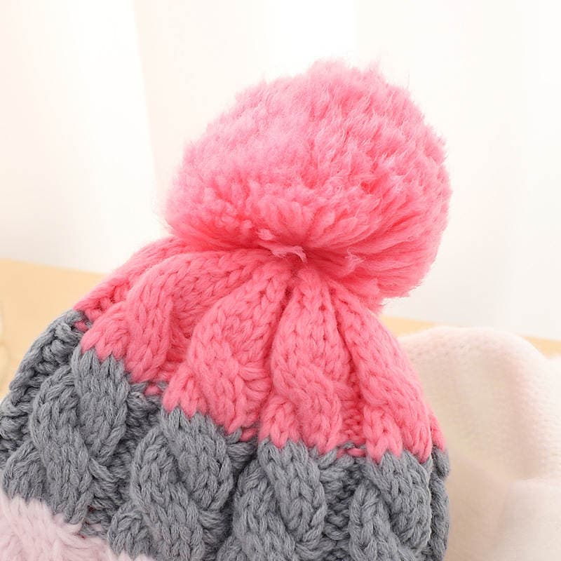 Autumn and winter New Fashion Korean style hat scarf two-piece outdoor riding warm fleece-lined thick wool knitted hat 3
