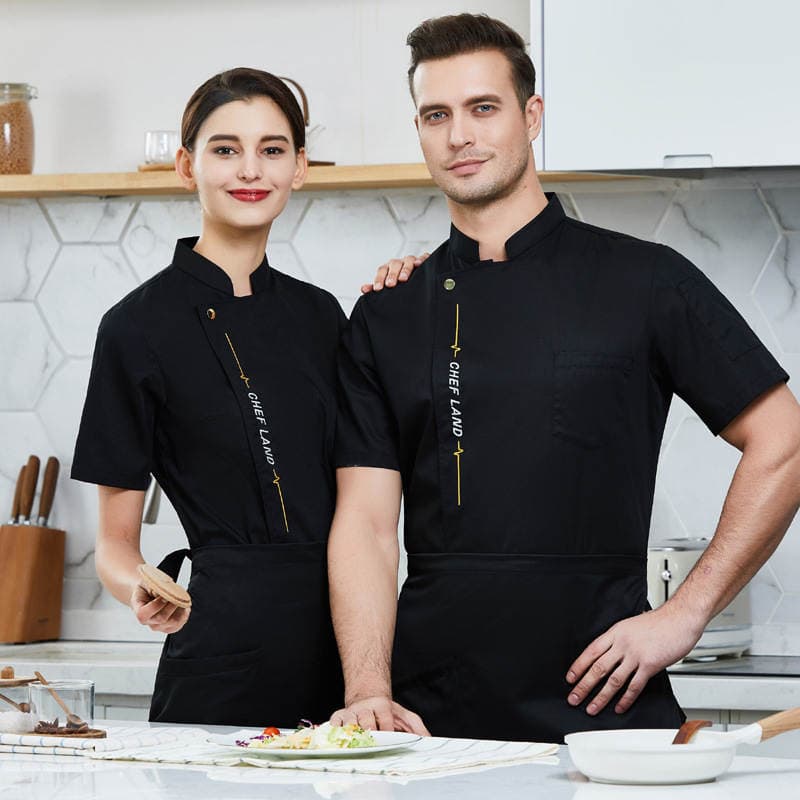 Chef Work Clothes Men's Short-sleeved Breathable Long-sleeved Catering Customized Fashion Chef Clothes Kitchen Large Size Plus Fat 4