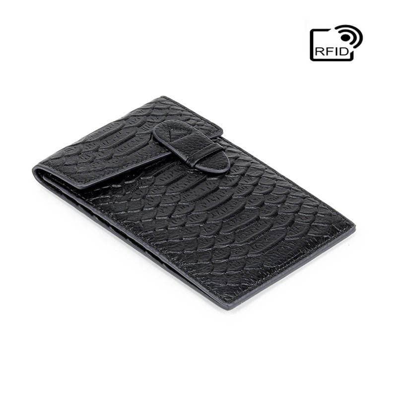 New Genuine Leather Card Bag RFID Anti-theft Brush Ultra-thin Large Capacity Fashion Card Cover Layer Cowhide Snake Multi-card Trendy 4
