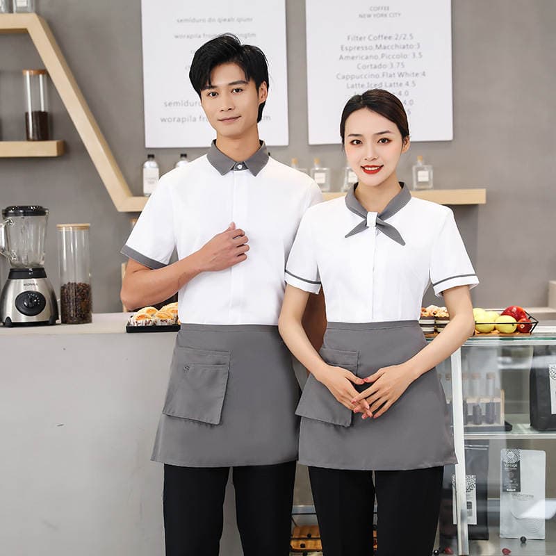 Hotel Work Uniforms, Summer Wear for Women, Catering, Western Restaurant, Hotel, Hot Pot Restaurant, Waiter Short-Sleeved Breathable Uniform 4