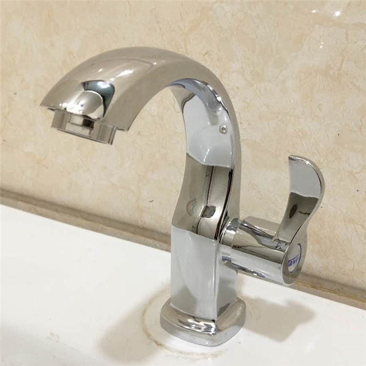 Plumbing hardware quick opening single Cold Moon curved basin faucet zinc alloy washbasin basin faucet wholesale 2