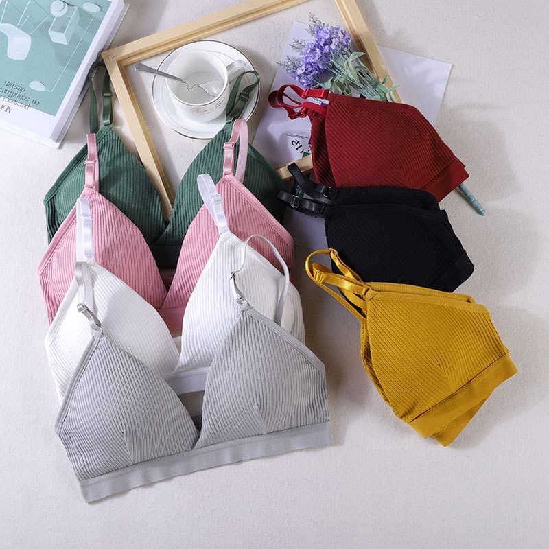 Girl's Triangle Cup summer thin wireless bra female student small chest big chest tube top underwear vest bra 1
