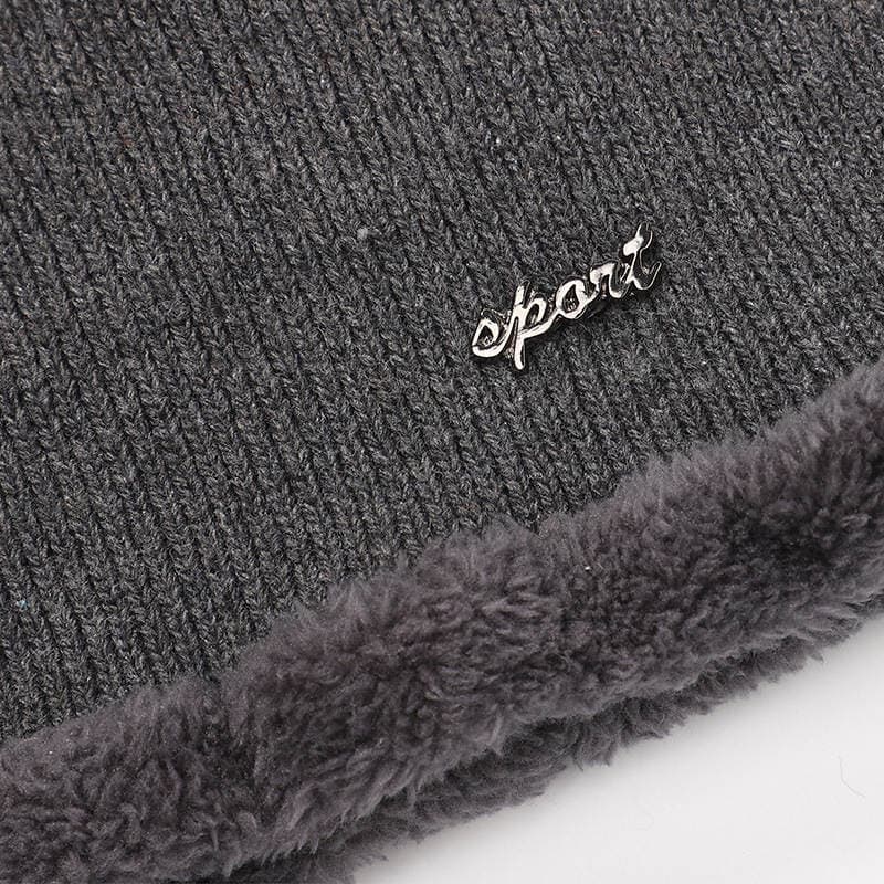 New hat scarf two-piece men's outdoor riding windproof cold-proof warm plus velvet ear protection knitted pullover cap 2