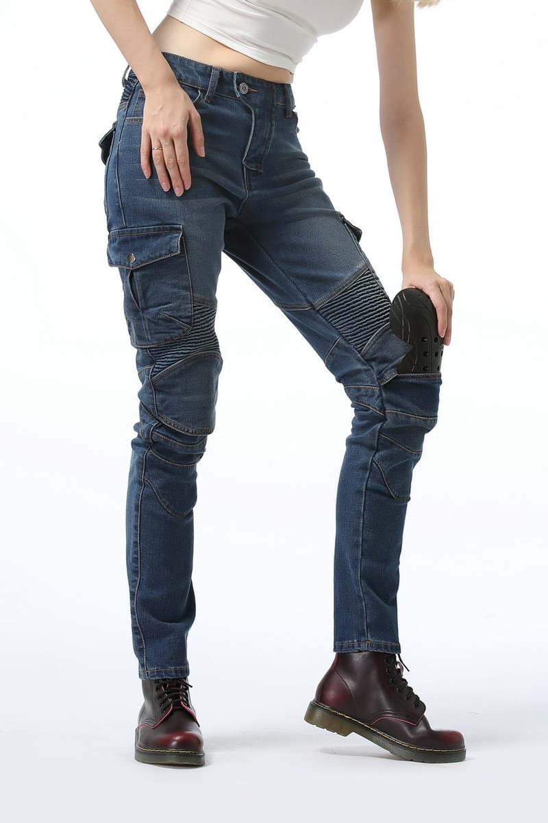 VOLERO casual multi-bag overalls motorcycle pants motorcycle jeans women's motorcycle racing cycling pants with protective gear 5