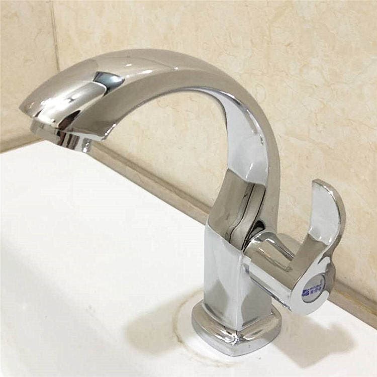 Plumbing hardware quick opening single Cold Moon curved basin faucet zinc alloy washbasin basin faucet wholesale 4