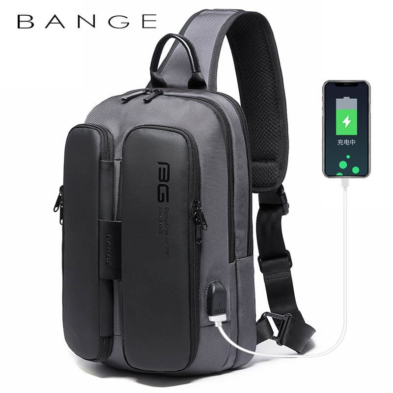 2020 Bange new cool shoulder bag fashion trend all-match lightweight technology USB chest Bag Men's factory direct sales 4