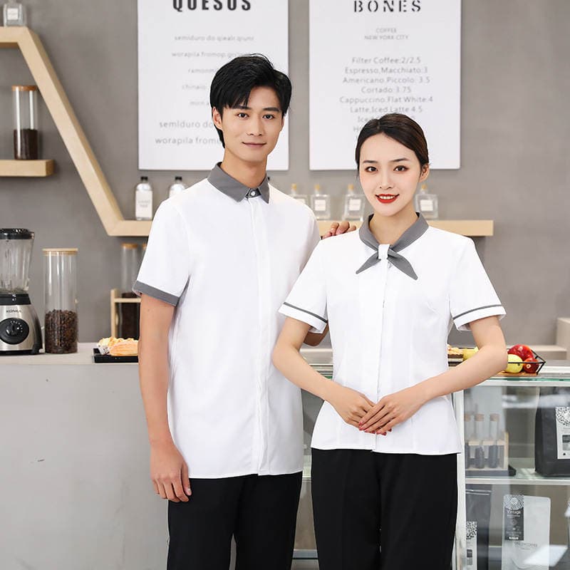 Hotel Work Uniforms, Summer Wear for Women, Catering, Western Restaurant, Hotel, Hot Pot Restaurant, Waiter Short-Sleeved Breathable Uniform 5