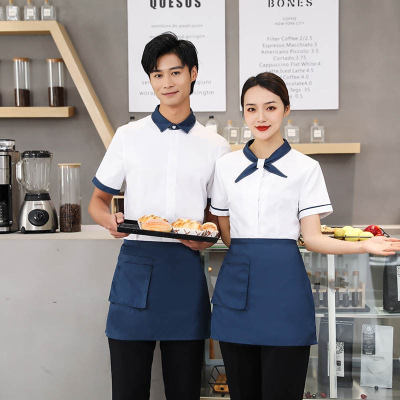 Hotel Work Uniforms, Summer Wear for Women, Catering, Western Restaurant, Hotel, Hot Pot Restaurant, Waiter Short-Sleeved Breathable Uniform 2