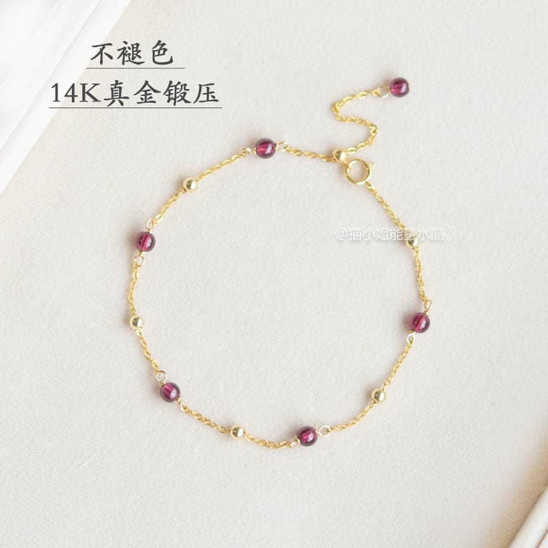 Natural Garnet Crystal Anklet Women's Summer 2020 New Korean Style Simple and Elegant All-match for Girlfriend 2