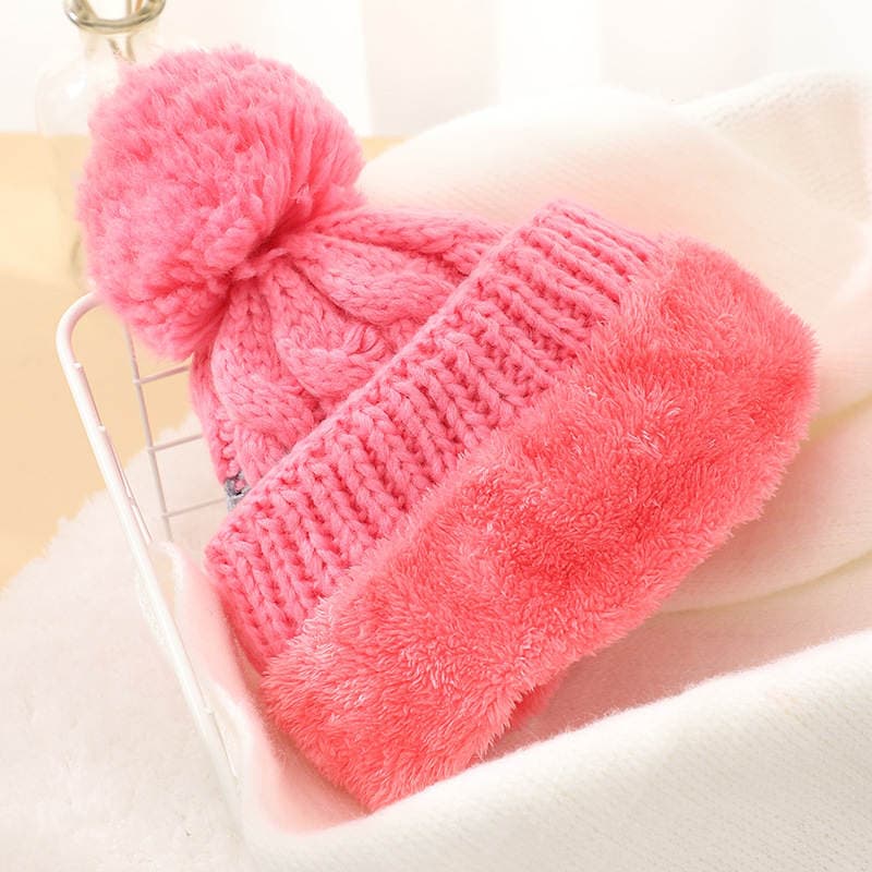 Autumn and winter New Fashion Korean style hat scarf two-piece outdoor riding warm fleece-lined thick wool knitted hat 5