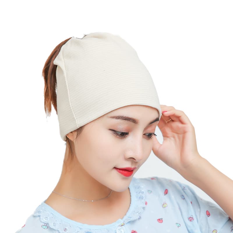 9916 camel Striped Hair Leakage Hat (Four Seasons)
