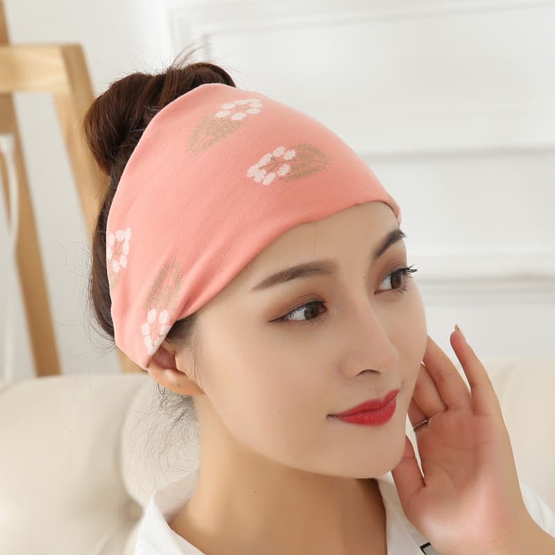 Purple myrtle flower rusty red headscarf (four seasons)