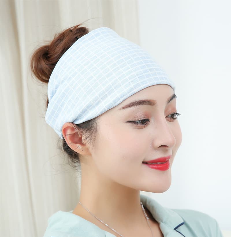 Colored cotton checkered blue headscarf (four seasons)