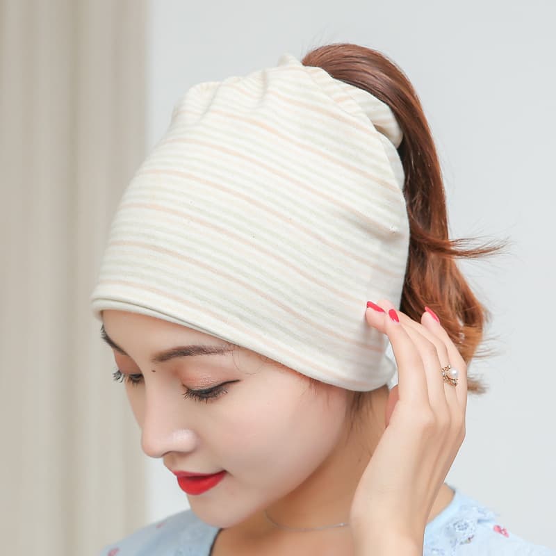 9916 color striped hair drain hat