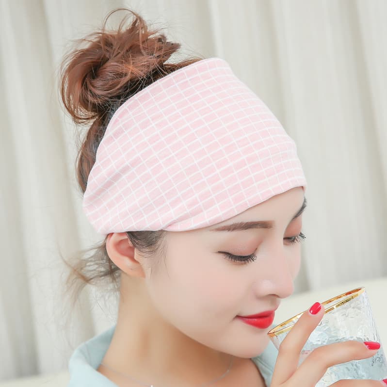 Colored cotton checkered pink turban (four seasons)