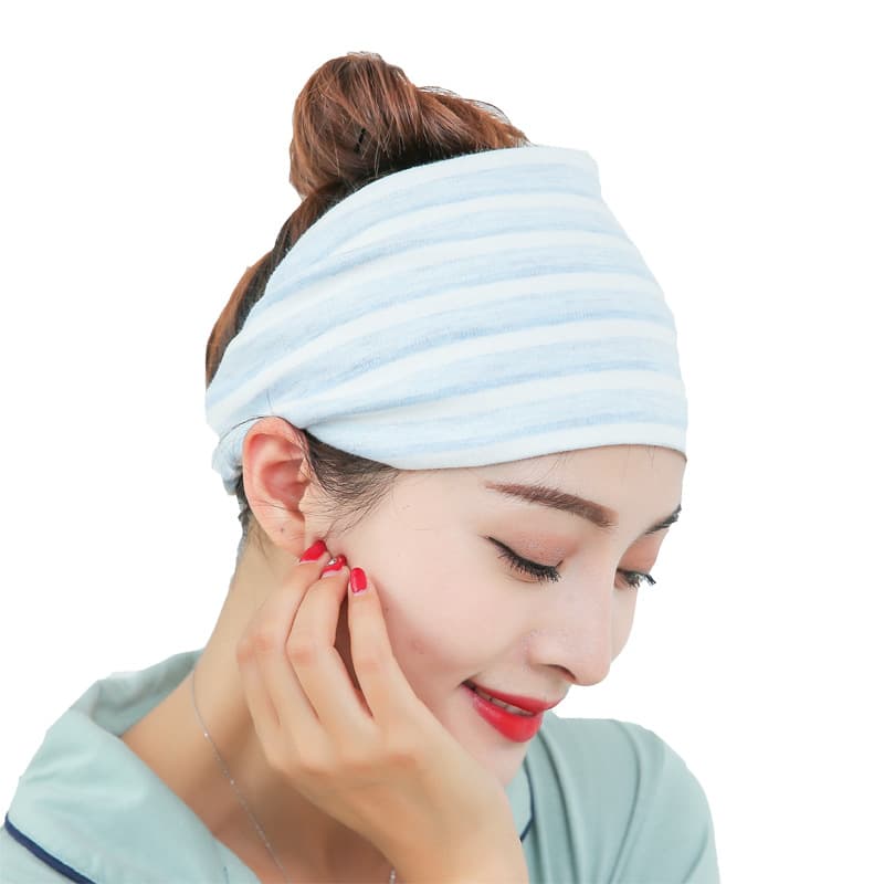 Color cotton striped blue headscarf (four seasons)